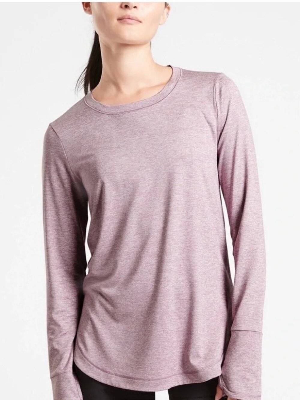 Athleta Uptempo Long Sleeve Top w/ Thumbholes Heather Mauve Size Small